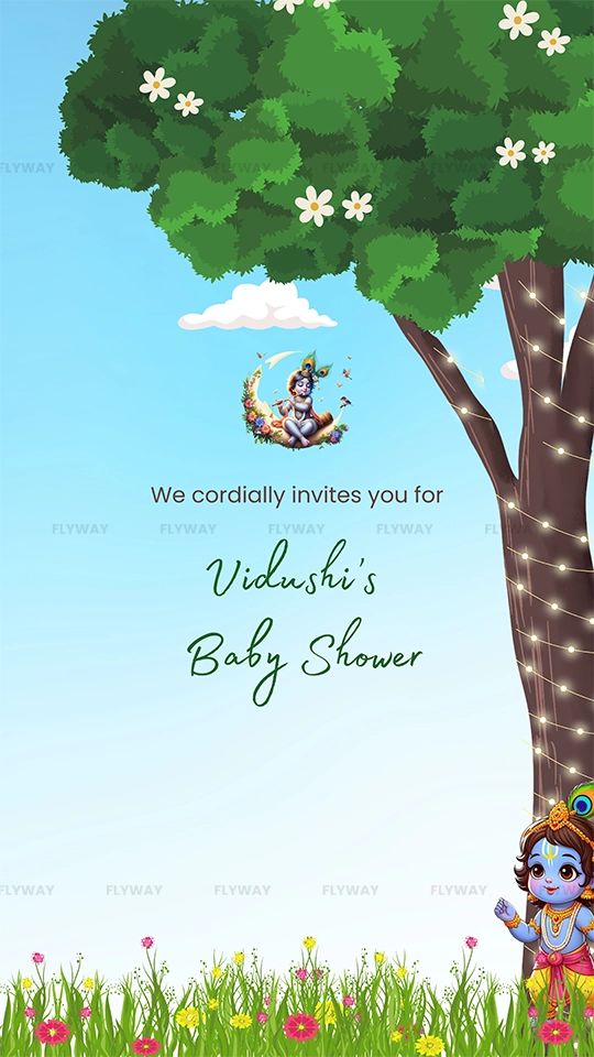 Krishna-themed Baby Shower Invitation for Vidushi