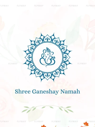 Ganesh symbol with floral background and "Shree Ganeshay Namah" text
