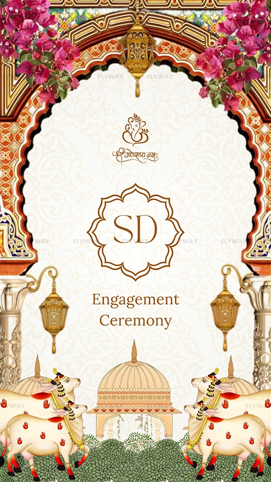 Engagement ceremony design with Ganesha and traditional decor