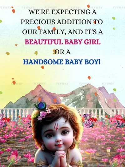 Expecting a baby girl or boy announcement with Krishna