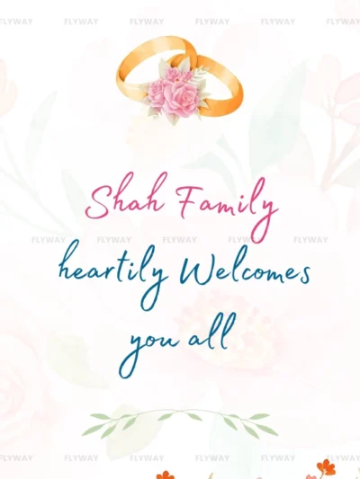 Engagement invitation with Shah Family greeting