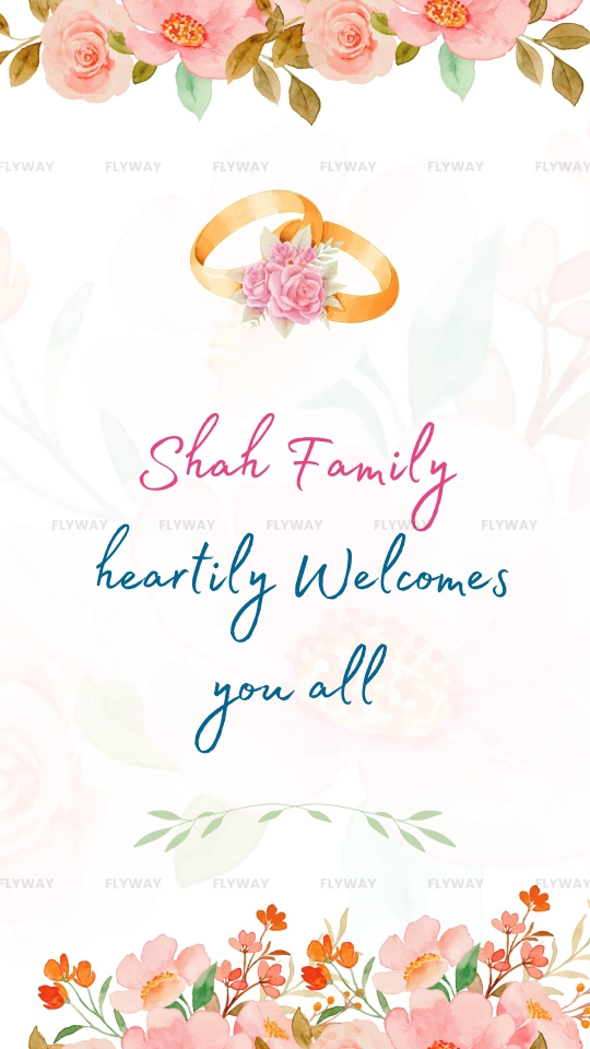 Engagement invitation with Shah Family greeting