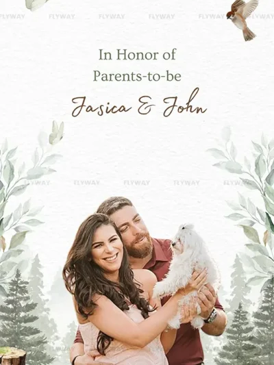 Baby shower invite honoring parents-to-be Jasica and John