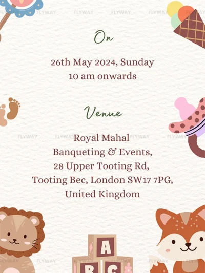 Baby shower invitation date and venue details