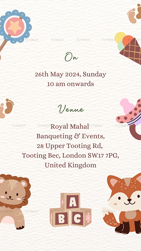 Baby shower invitation date and venue details