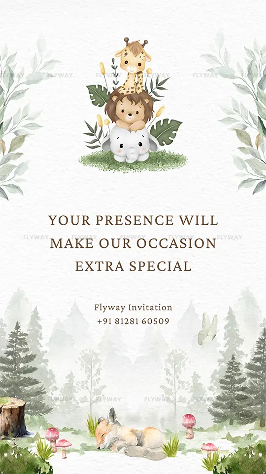 Baby shower thank you message with forest animals and cute illustration