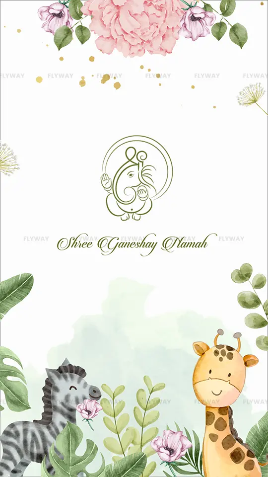 Jungle-themed baby shower invitation with giraffe and zebra