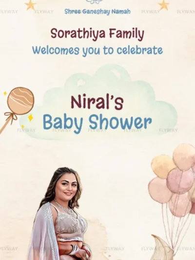 Baby shower invitation with pastel theme and star decorations