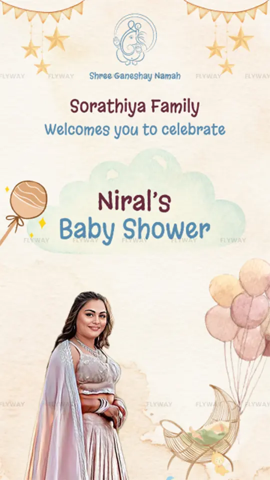 Baby shower invitation with pastel theme and star decorations
