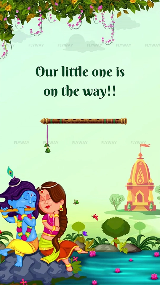 Cute Krishna and Radha Baby Shower Announcement