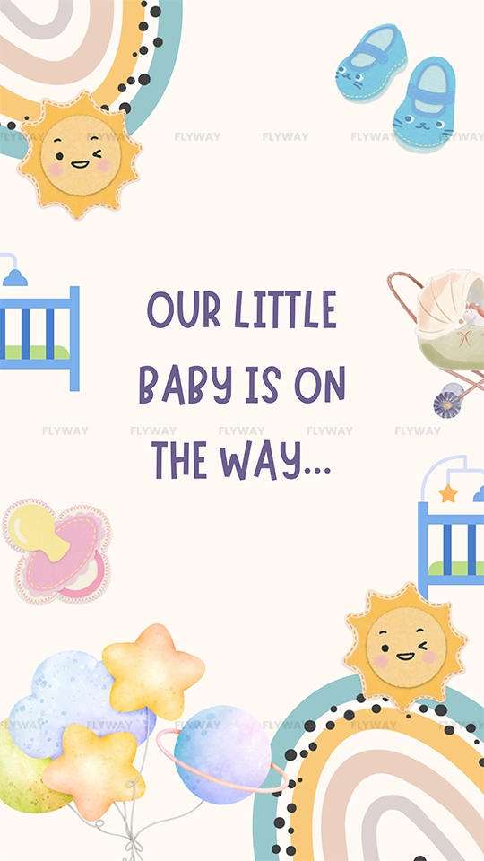 Baby shower invitation with cute sun and stars design