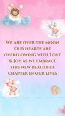 Sweet and playful announcement of the baby’s arrival with fun characters.