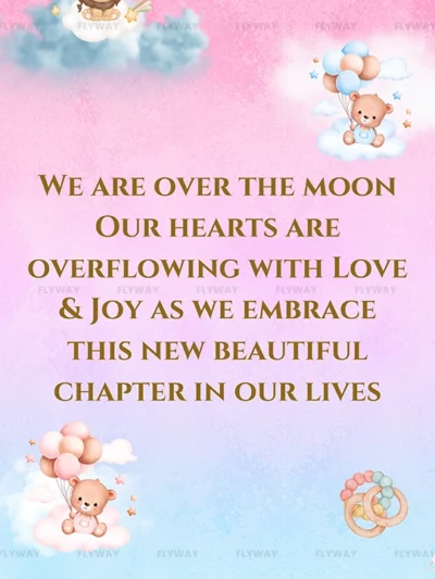 Sweet and playful announcement of the baby’s arrival with fun characters.