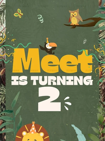 Jungle birthday invitation with cute animals