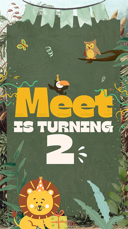 Jungle birthday invitation with cute animals