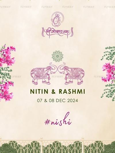 Indian wedding card with Ganesh motif and floral design