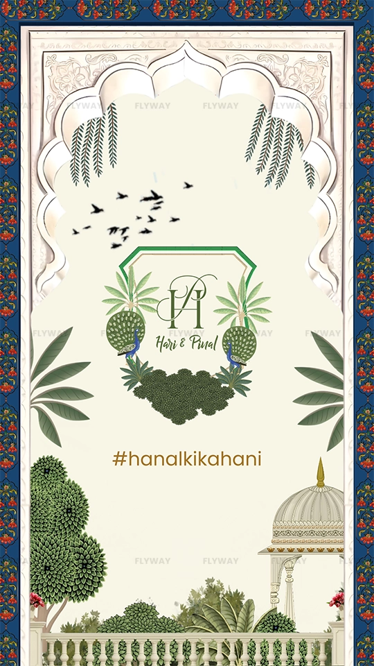 Monogram logo of the couple with hashtag