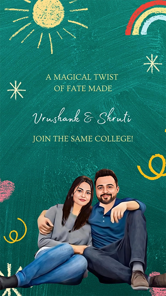 Vrushank and Shruti college meeting announcement
