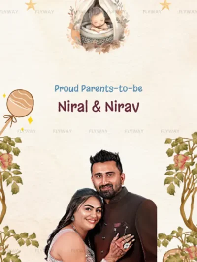 Parents-to-be baby shower announcement with floral and vintage touch