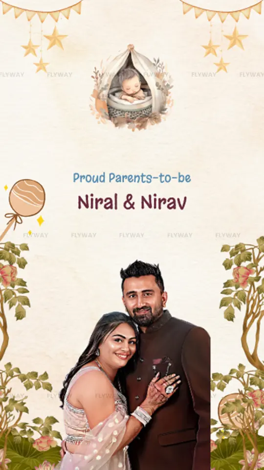 Parents-to-be baby shower announcement with floral and vintage touch