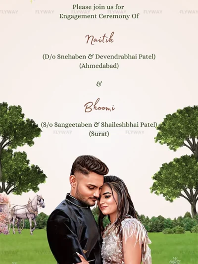 Engagement ceremony invitation with couple