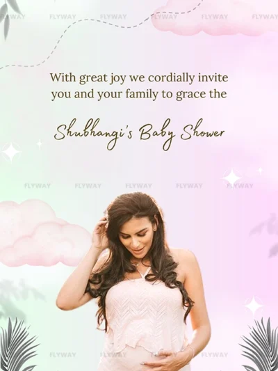 Baby shower invite for Shubhangi with pastel background