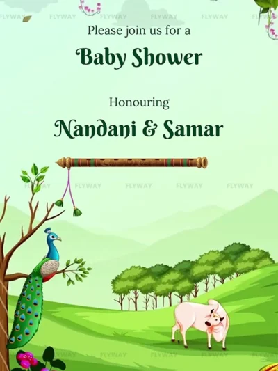 Krishna Radha Theme Baby Shower Invitation