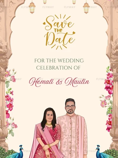 Indian wedding date announcement card