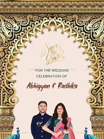 Wedding date announcement in royal Mughal theme