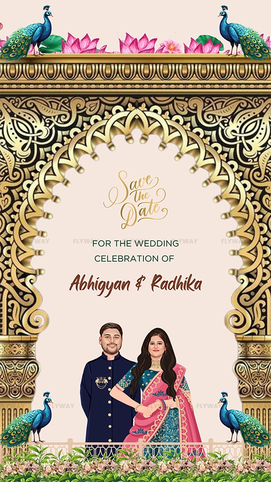 Wedding date announcement in royal Mughal theme