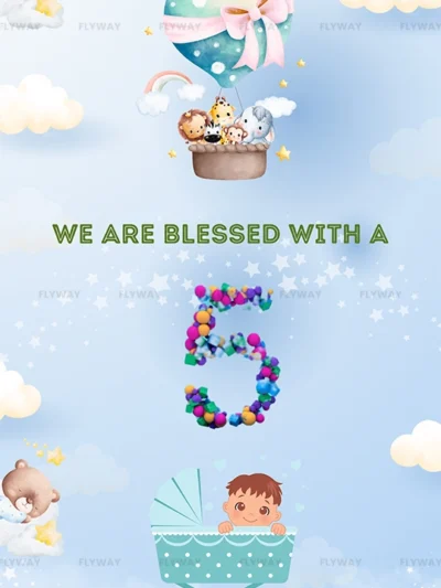 Gender reveal with baby boy announcement