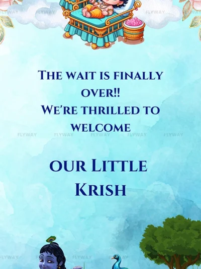 Krishna themed welcome for the newborn