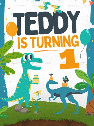 Dino-themed birthday card for toddlers