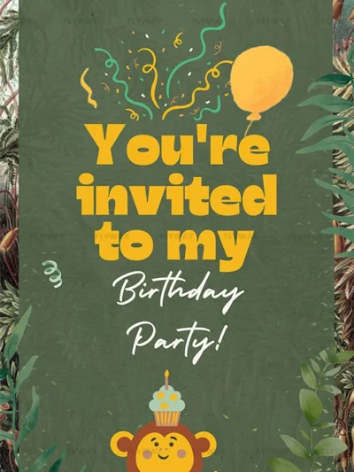 Fun kids jungle birthday party card