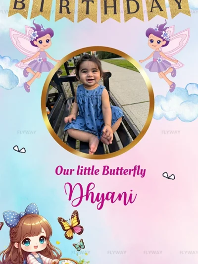 Birthday banner with fairies and floral fantasy theme