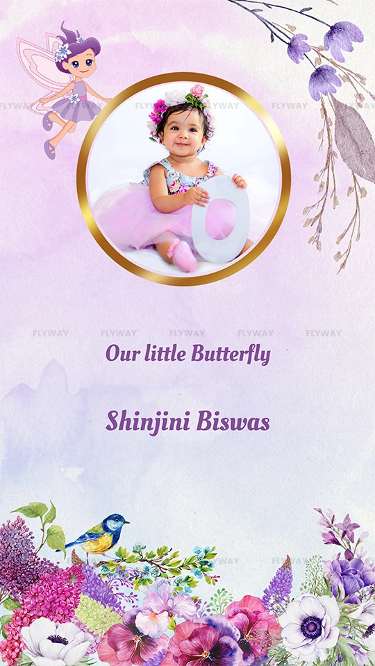 Little girl portrait in floral frame