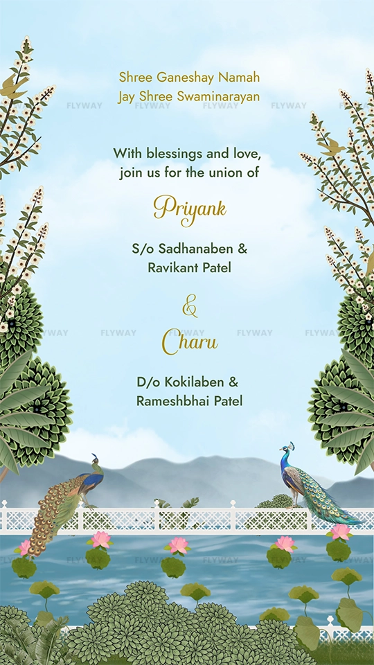 Wedding invitation with couple's names and date