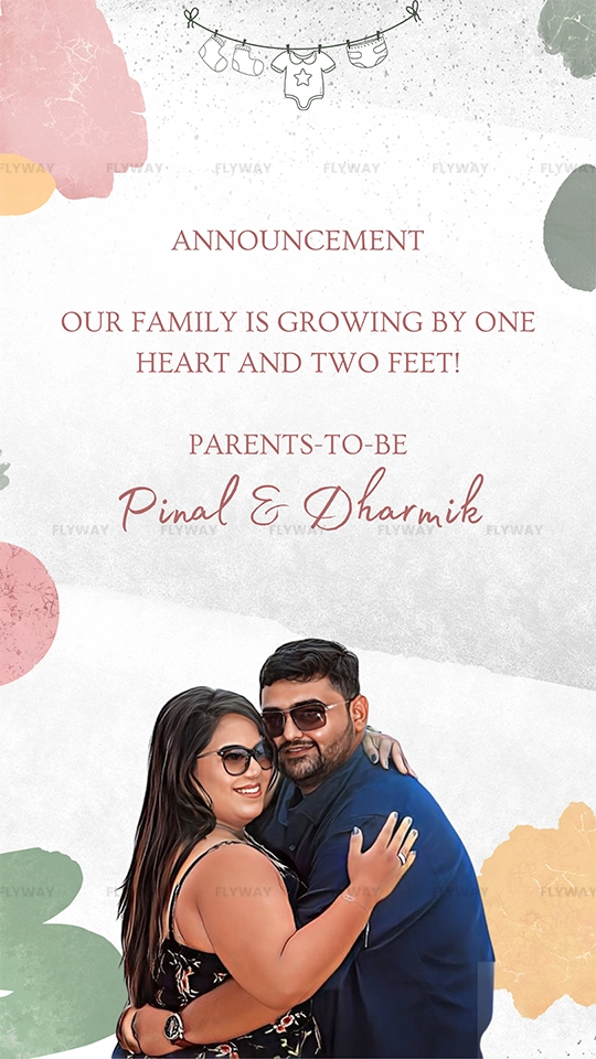 Pregnancy announcement illustration with a happy couple