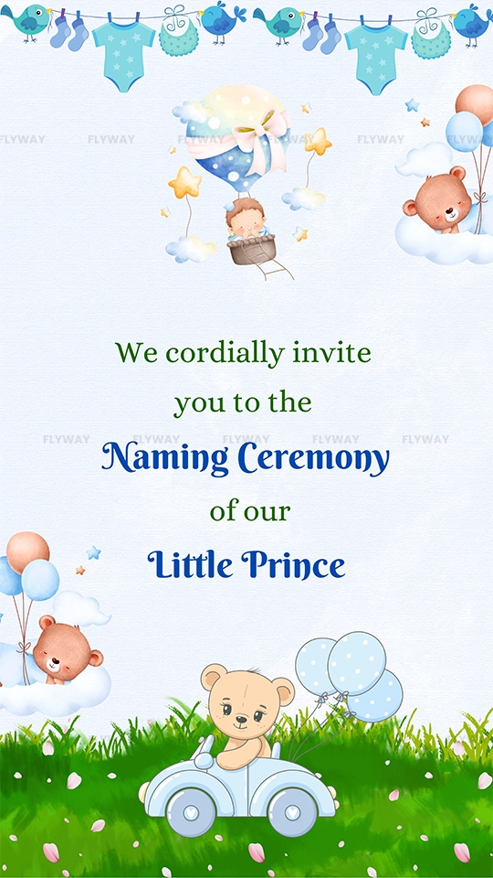 Blue Teddy Naming Invite #01E - Image 3