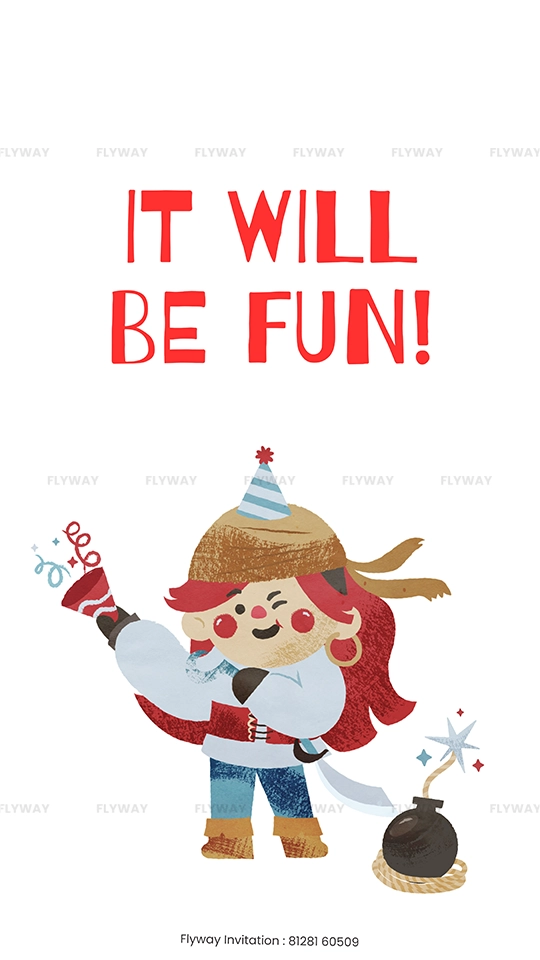 Red & White Pirate Birthday Party Invite #06E - Image 4