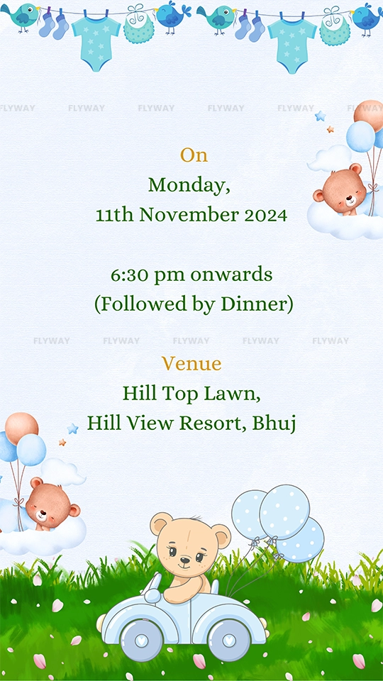 Blue Teddy Naming Invite #01E - Image 4