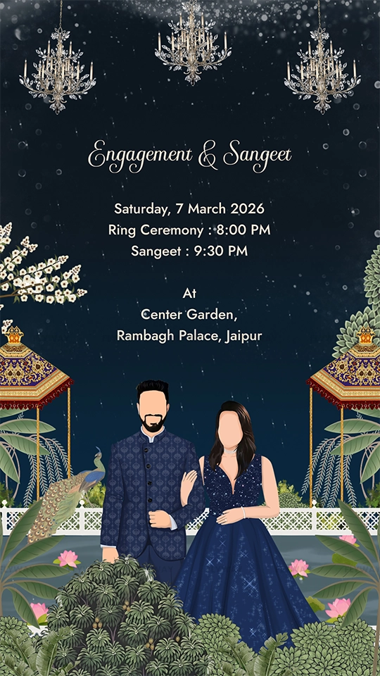 Engagement and Sangeet ceremony invitation