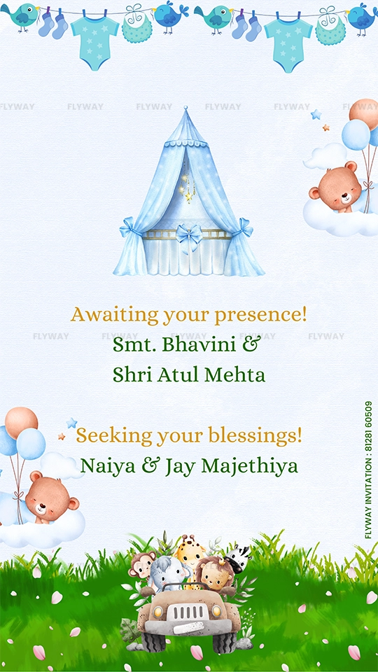 Blue Teddy Naming Invite #01E - Image 5