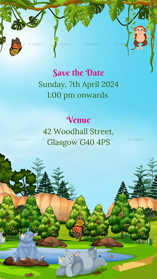 Baby shower event date and venue card