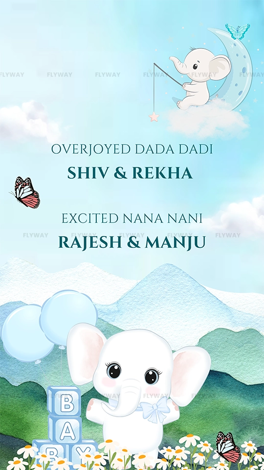 Excited grandparents baby shower announcement