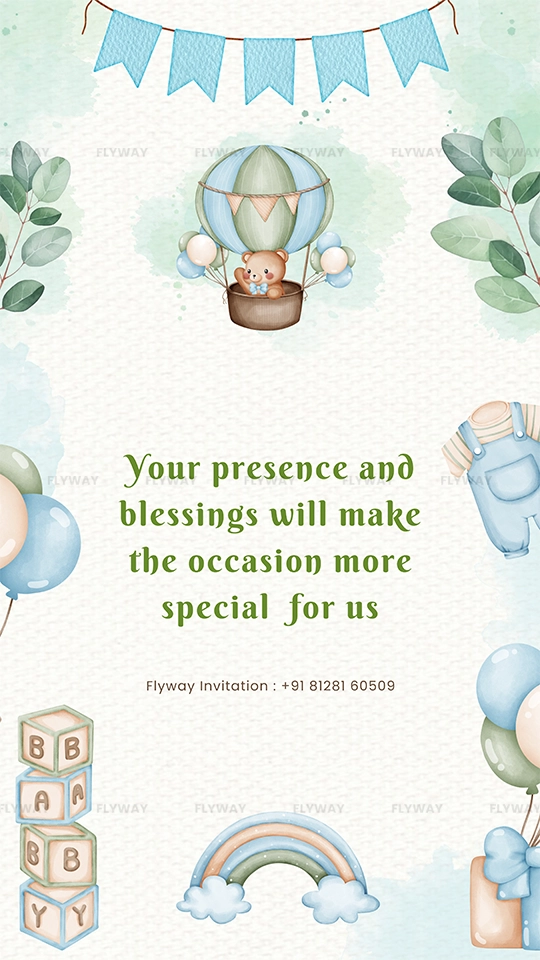 Baby shower invitation thanking guests for their presence
