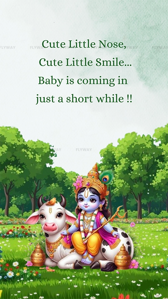 Cute baby shower invite with Krishna and cow