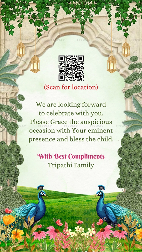 Celebration details with QR code for location