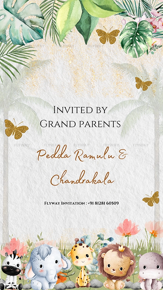 Baby shower invite with grandparent invitation and baby animals