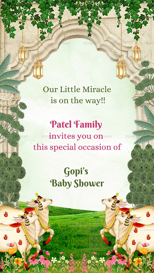 Baby shower invitation with family invitation text